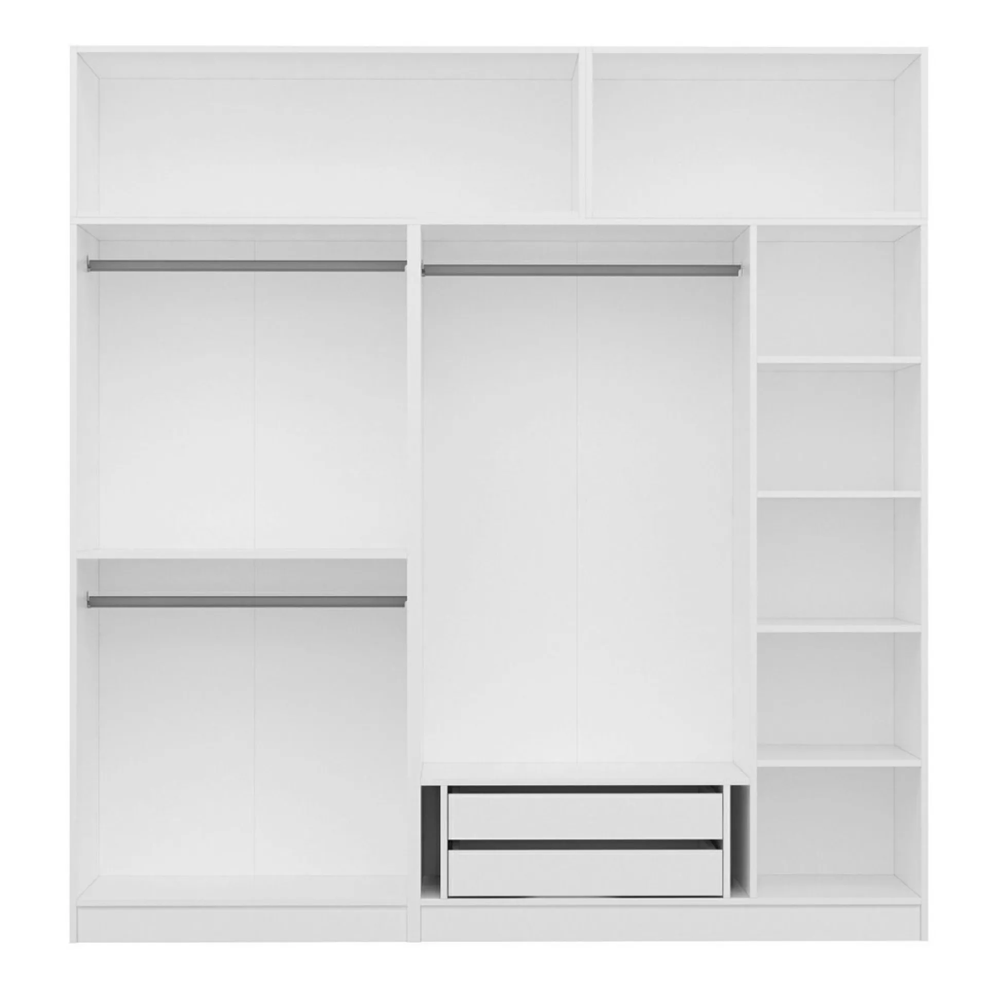 Armoire dressing blanche 7 portes vitrées 5 portants BYRON