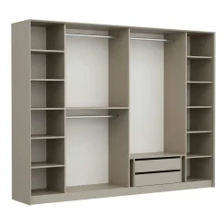 Armoire dressing blanc 4 portes verre H 210 cm BYRON