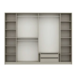 Armoire dressing blanc 4 portes verre H 210 cm BYRON
