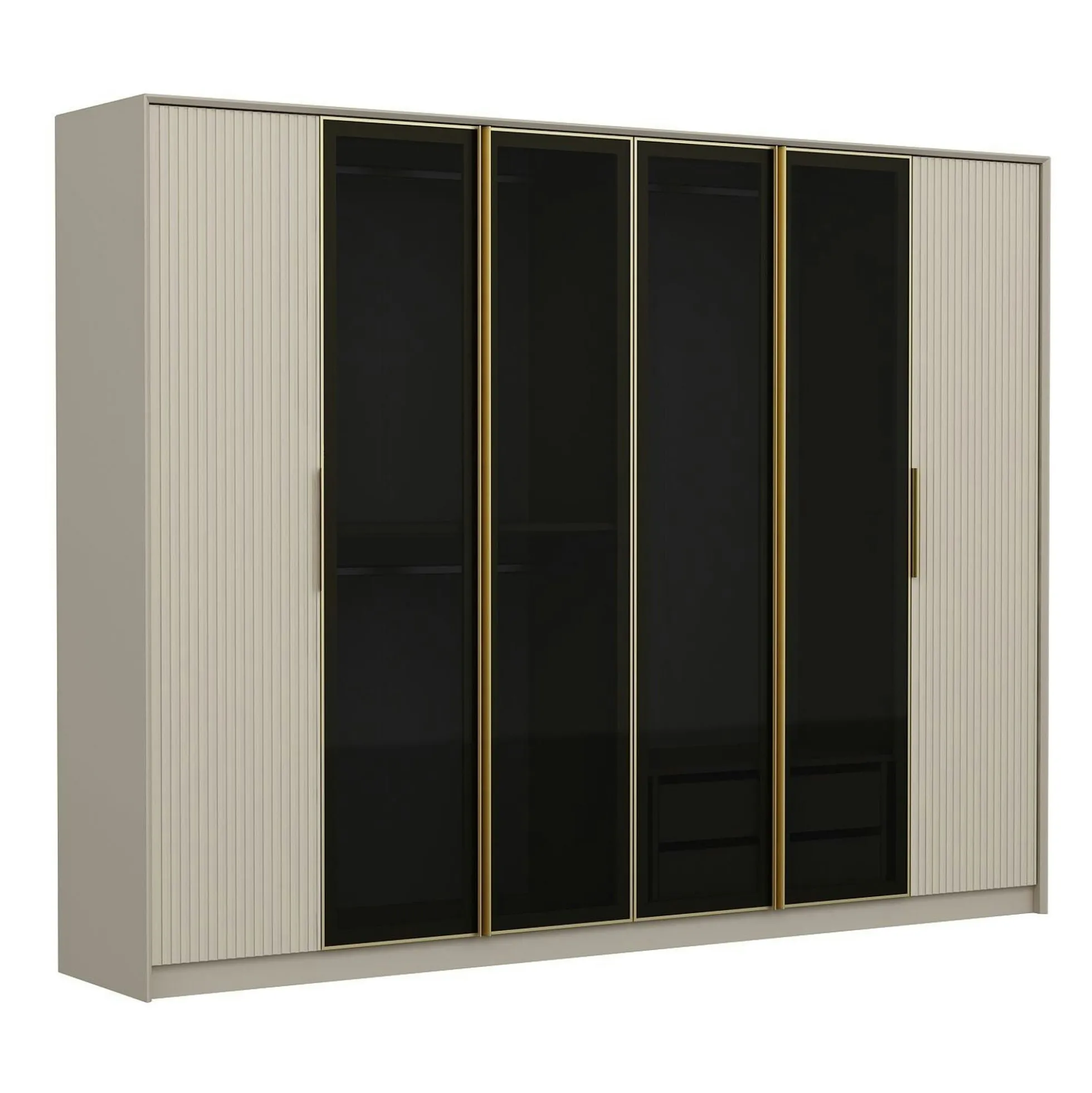 Armoire dressing blanc 4 portes verre H 210 cm BYRON