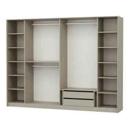 Armoire dressing blanc 4 portes verre H 210 cm BYRON