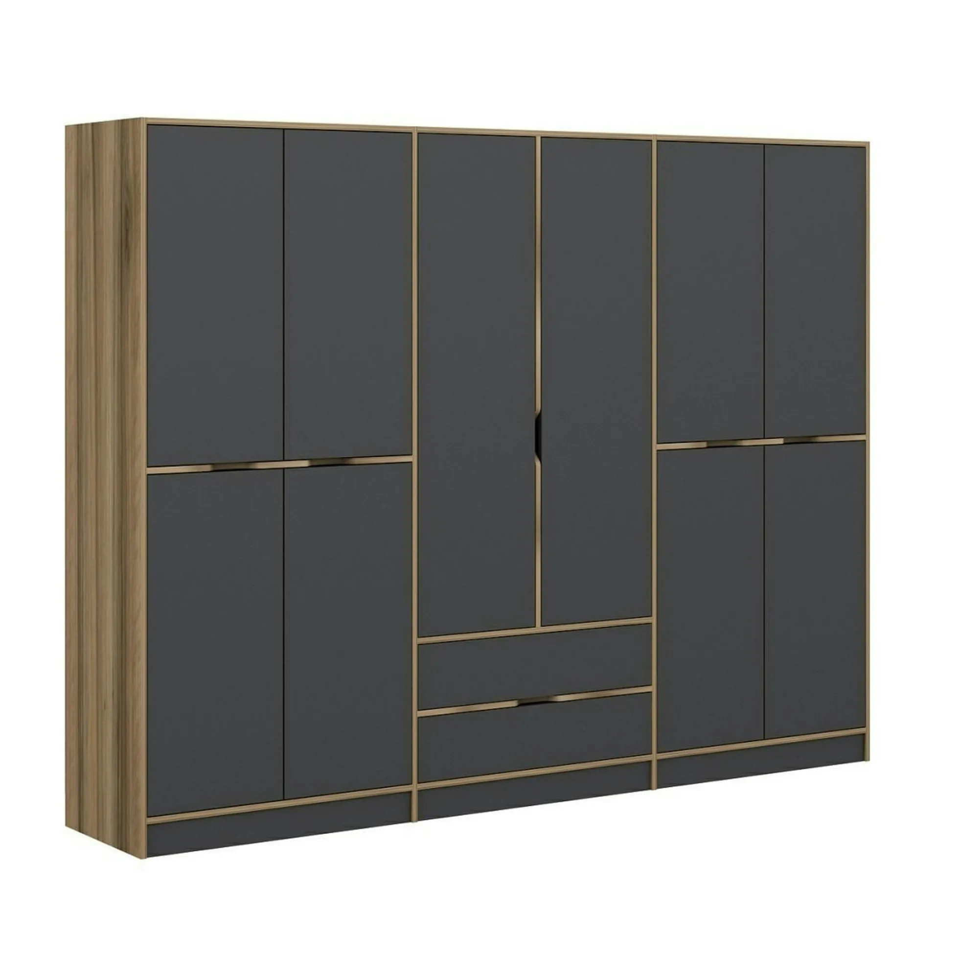 Armoire dressing chambre effet bois & gris 277 cm BYRON