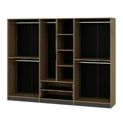 Armoire dressing chambre effet bois & gris 277 cm BYRON