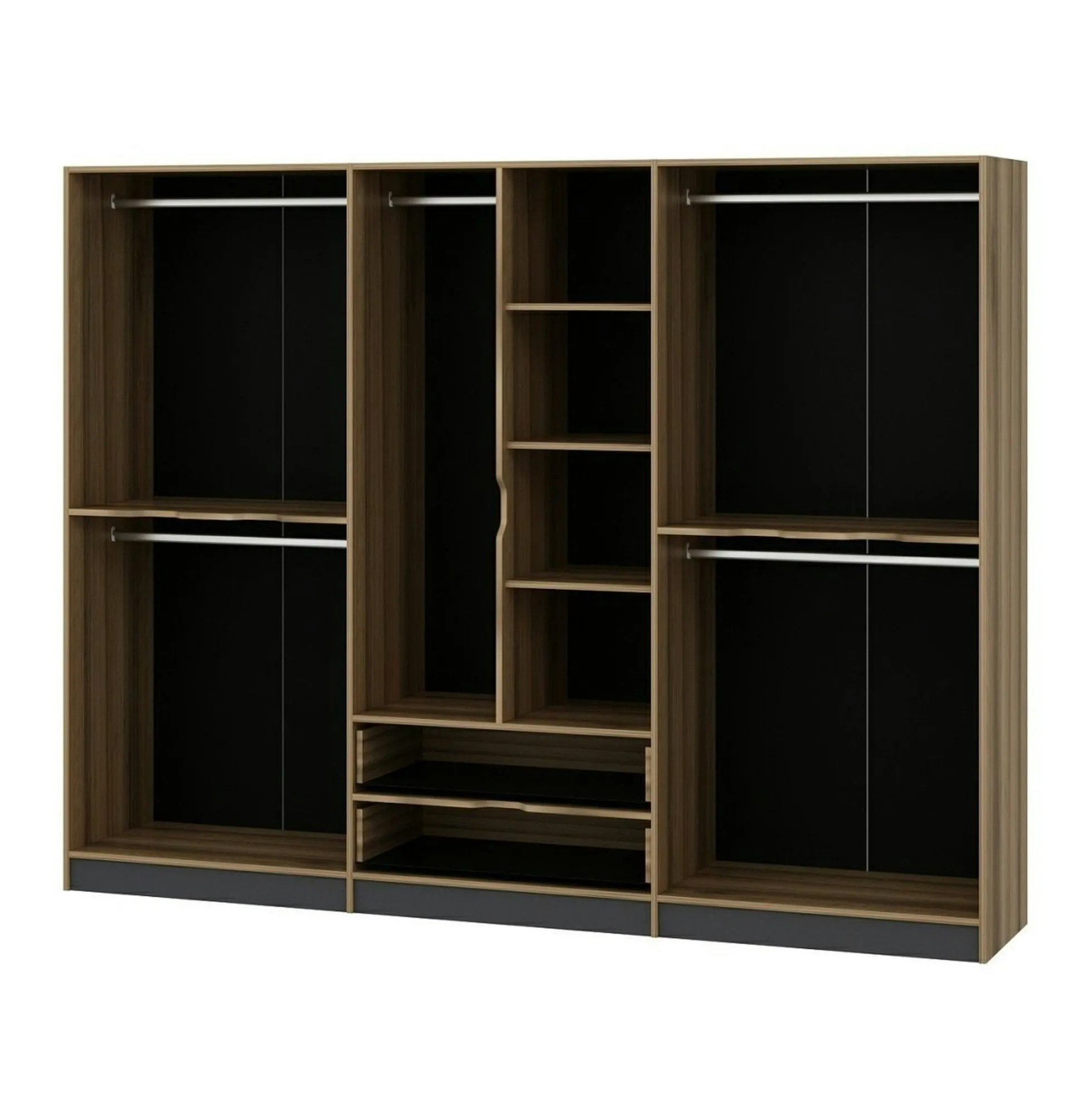 Armoire dressing chambre effet bois & gris 277 cm BYRON