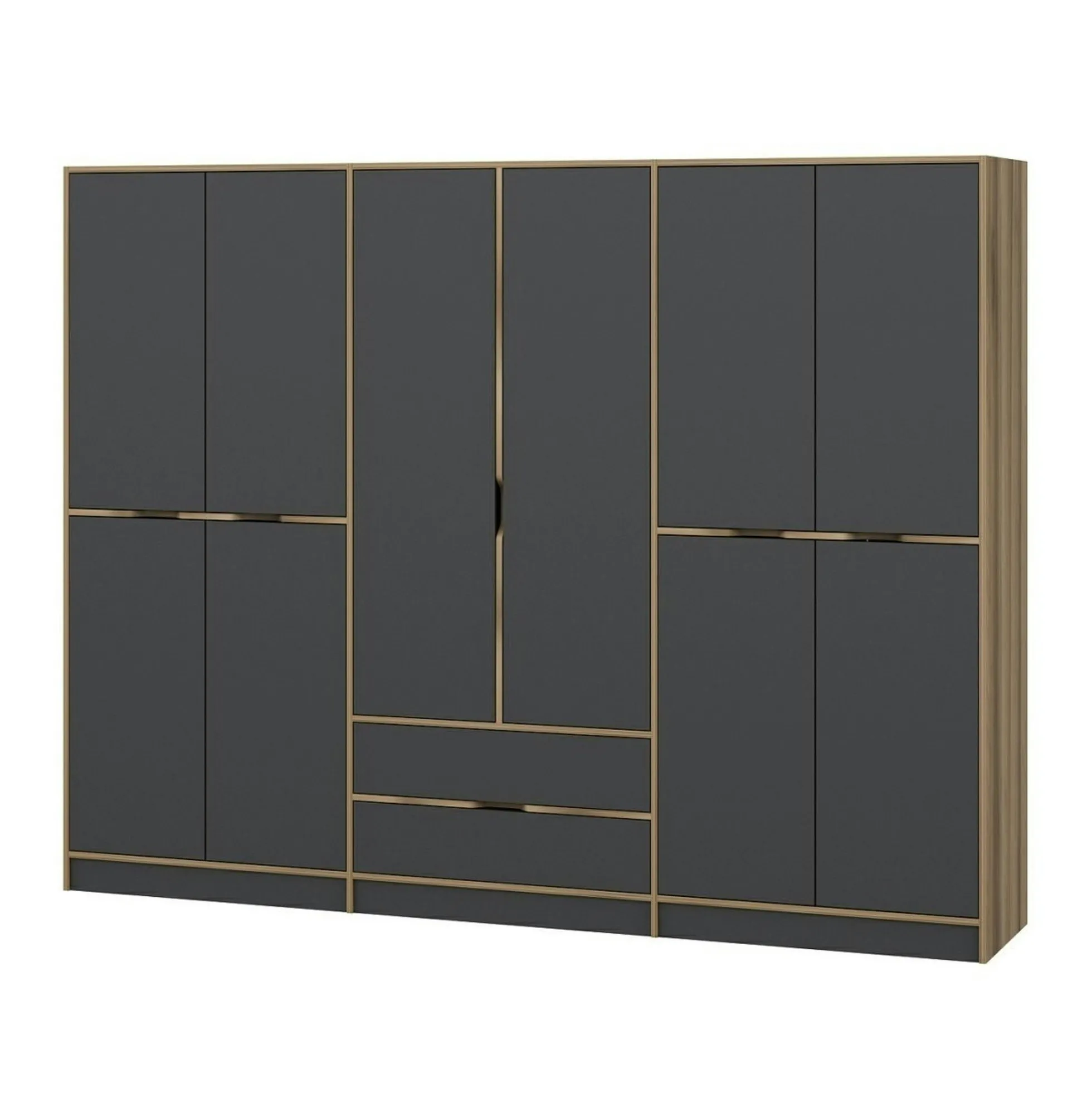 Armoire dressing chambre effet bois & gris 277 cm BYRON