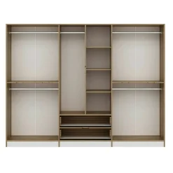 Armoire dressing chambre effet bois & blanc 277 cm BYRON