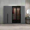 Armoire dressing design gris 2 portes verre BYRON