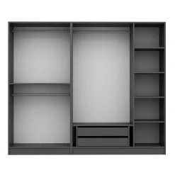 Armoire dressing design gris 2 portes verre BYRON
