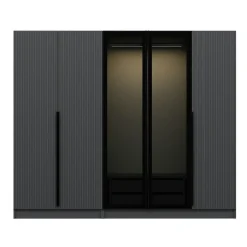 Armoire dressing design gris 2 portes verre BYRON
