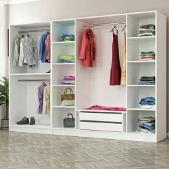 Armoire dressing ouvert blanc 3 portants 190 cm BYRON