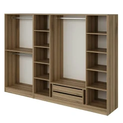 Armoire dressing ouvert effet noyer, 3 portants BYRON