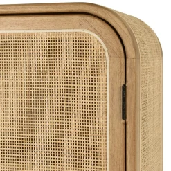 Armoire forme arrondie mindi et rotin naturel 2 portes 3 étagères TIVARO