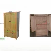 Armoire Hévéa 2 portes, 6 tiroirs 110x43x175cm HELENA