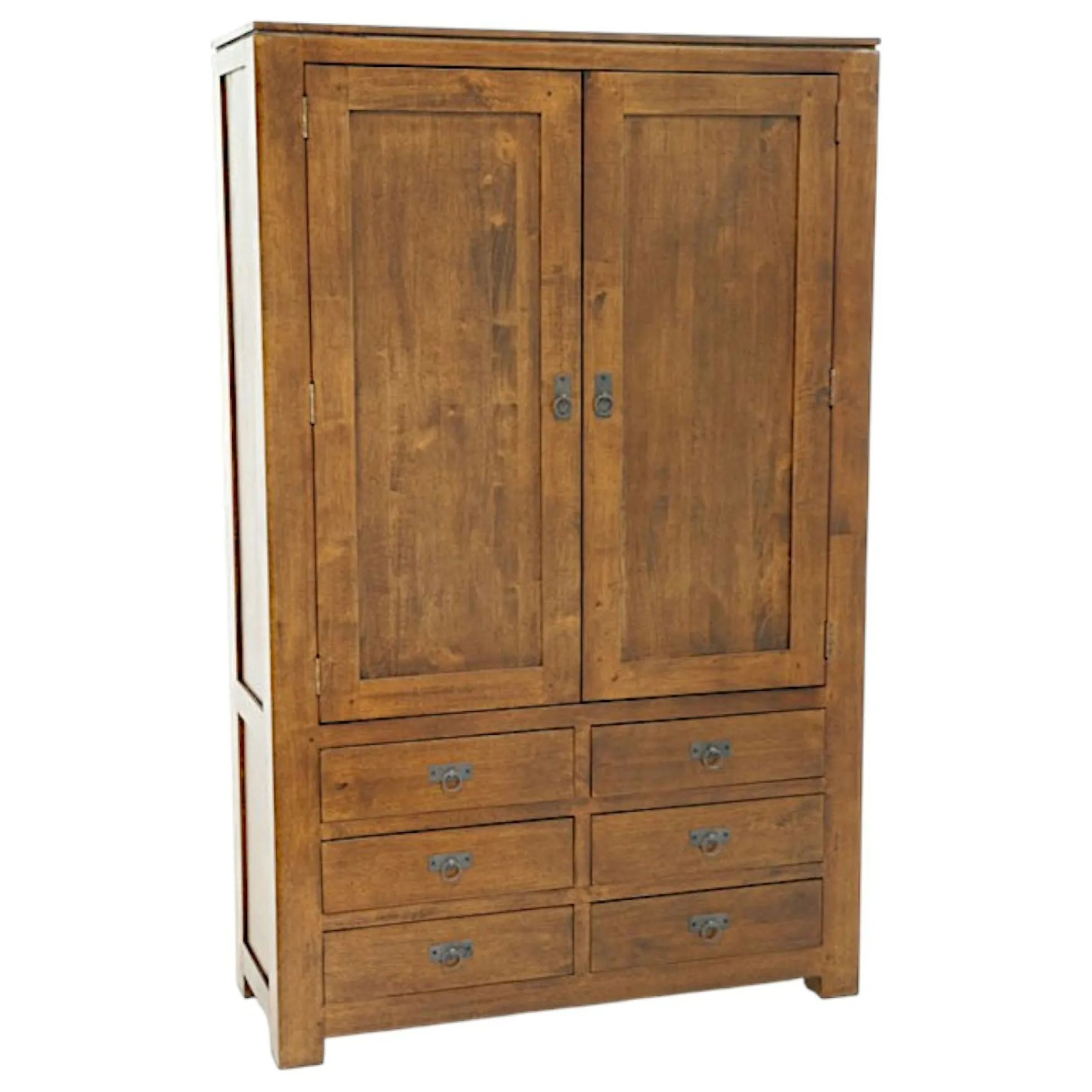 Armoire Hévéa 2 portes, 6 tiroirs 110x43x175cm HELENA