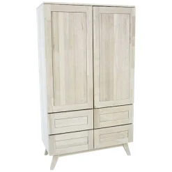 Armoire Hévéa 2 portes 4 tiroirs 90x42x154cm SIXTIES