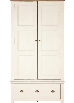 Armoire penderie blanche bois recyclé 107 cm BRISTOL
