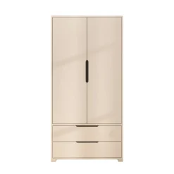 Armoire penderie blanche moderne, 2 portes 2 tiroirs BYRON