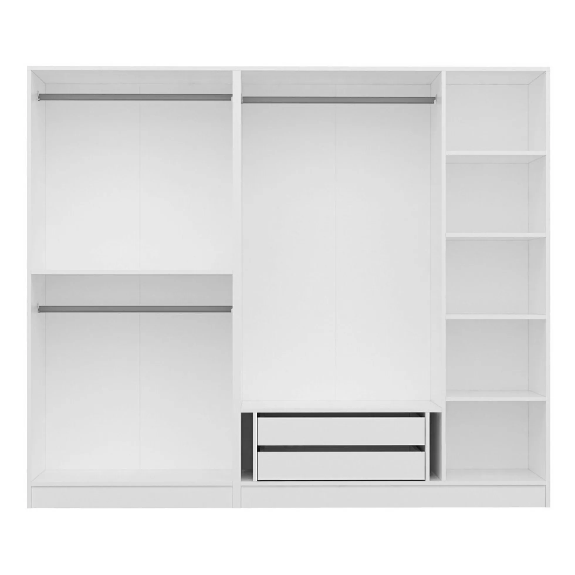 Armoire penderie blanche à moulures, 5 portes 2 miroirs BYRON