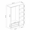 Armoire penderie blanche 3 portes vitrées H 210 cm BYRON