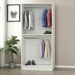 Armoire penderie blanche - 2 portes vitrées H. 210 cm BYRON