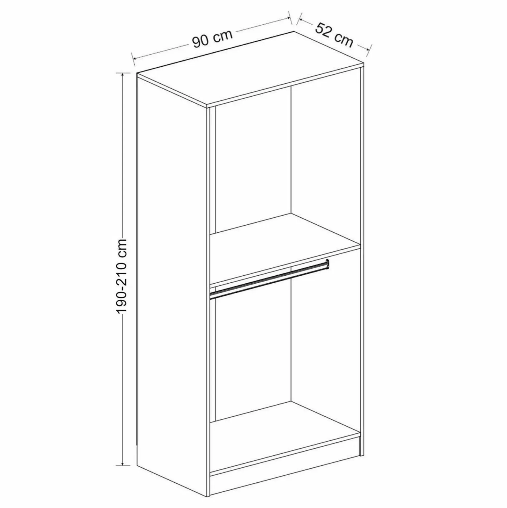 Armoire penderie blanche - 2 portes vitrées H. 210 cm BYRON