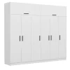 Armoire penderie blanche, 8 portes 3 portants BYRON