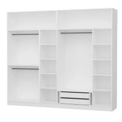 Armoire penderie blanche, 8 portes 3 portants BYRON