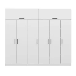 Armoire penderie blanche, 8 portes 3 portants BYRON