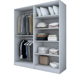 Armoire penderie blanche 4 portes 2 tringles BYRON