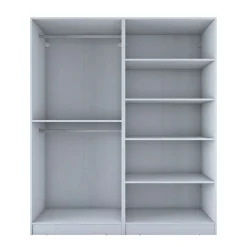 Armoire penderie blanche 4 portes 2 tringles BYRON