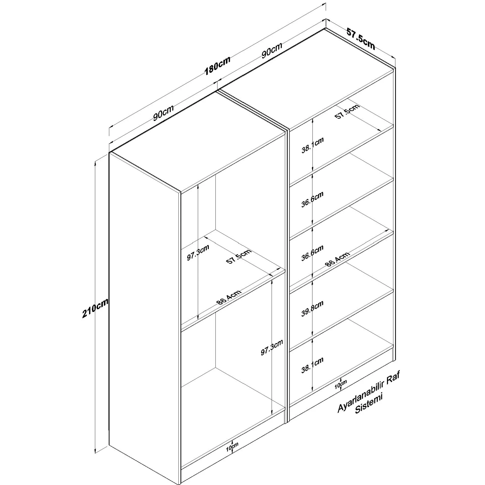 Armoire penderie blanche 4 portes 2 tringles BYRON