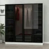 Armoire penderie blanche 4 portes verre H 210 cm BYRON
