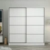 Armoire penderie blanche portes coulissantes L.180 cm BYRON