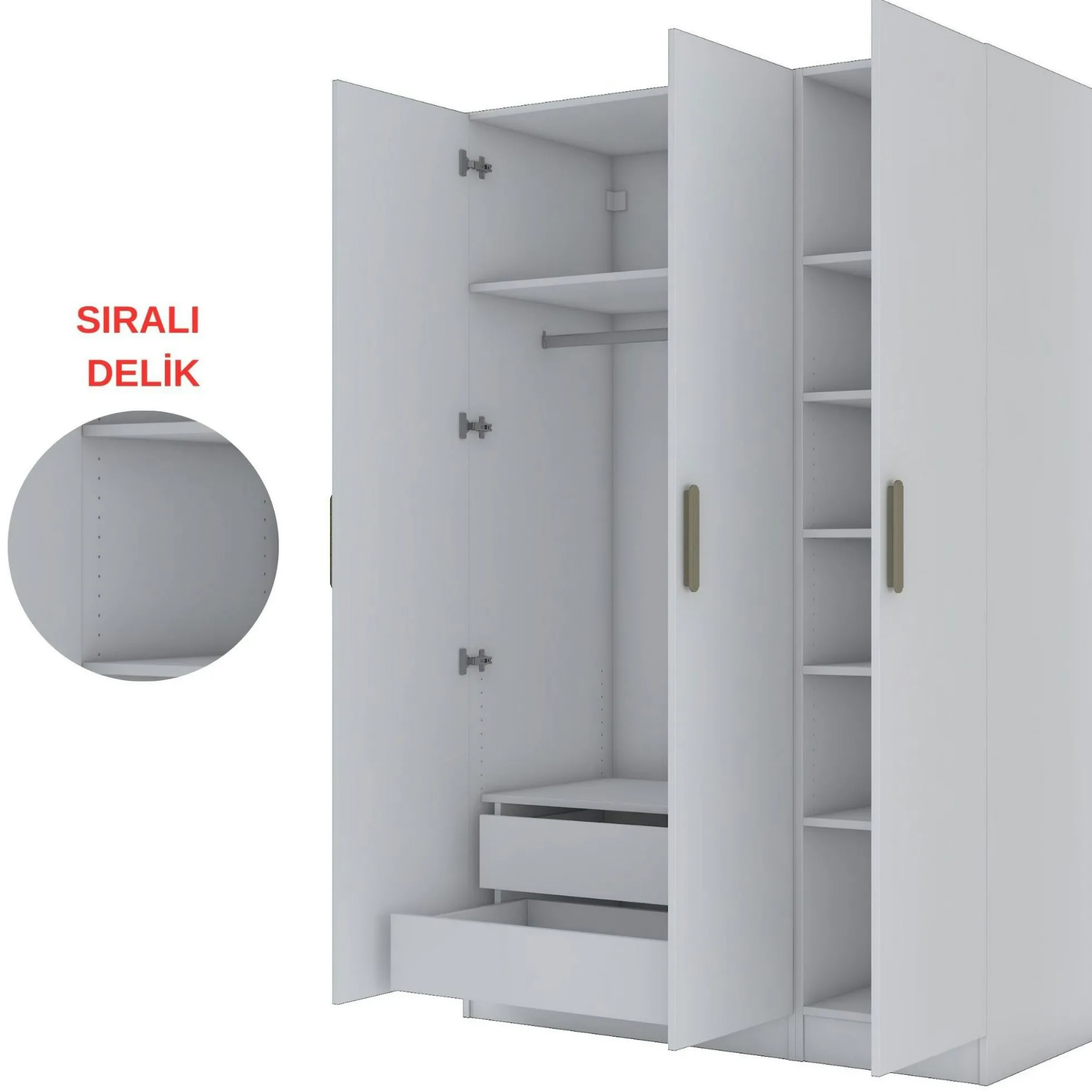 Armoire penderie blanche 3 portes à poignées verticales BYRON