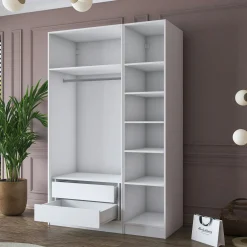 Armoire penderie blanche 3 portes à poignées verticales BYRON