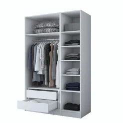 Armoire penderie blanche 3 portes à poignées verticales BYRON