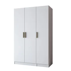 Armoire penderie blanche 3 portes à poignées verticales BYRON