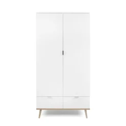 Armoire penderie blanche 2 portes 2 tiroirs ALVA
