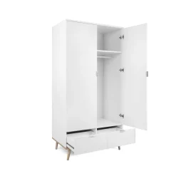 Armoire penderie blanche 2 portes 2 tiroirs ALVA