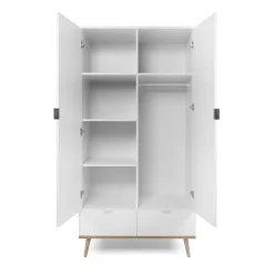 Armoire penderie blanche 2 portes 2 tiroirs ALVA