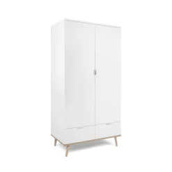 Armoire penderie blanche 2 portes 2 tiroirs ALVA