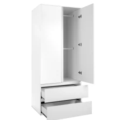 Armoire penderie blanche 2 portes 2 tiroirs ALVA