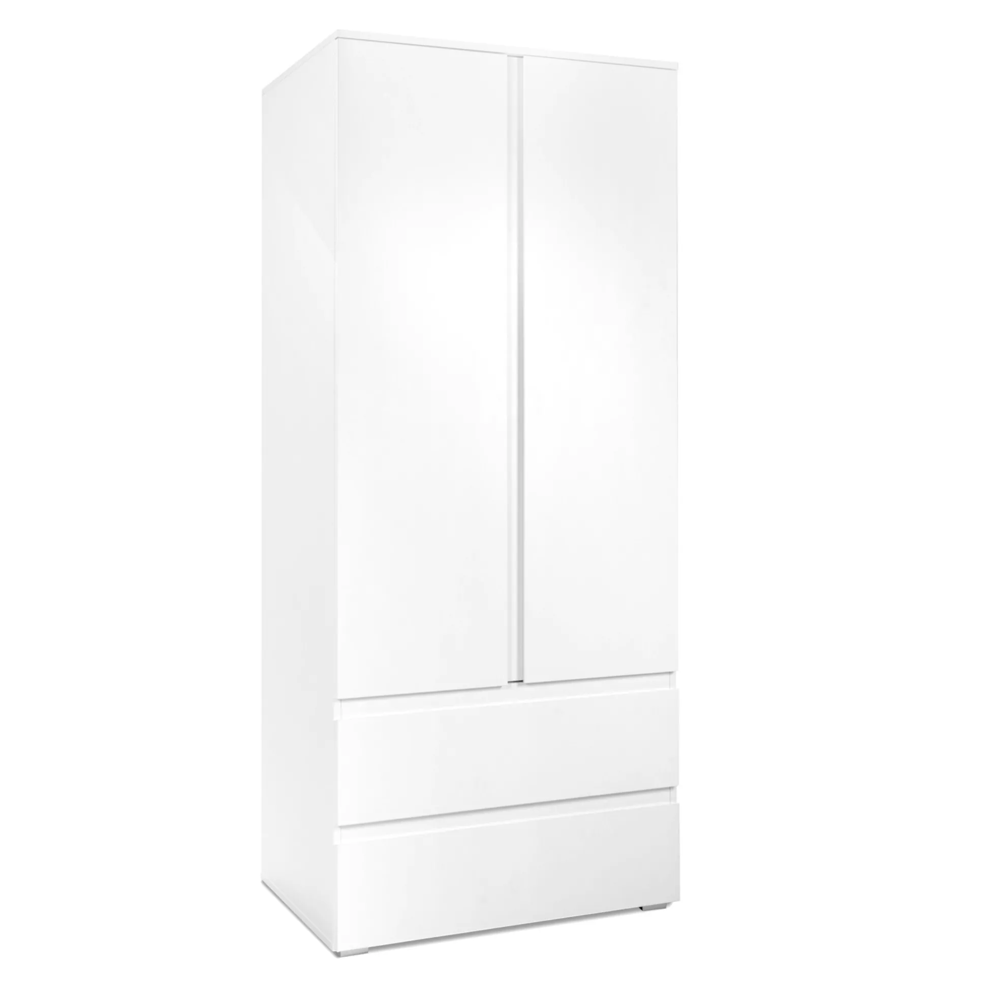 Armoire penderie blanche 2 portes 2 tiroirs ALVA