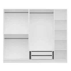 Armoire penderie blanche, 5 portes rainurées 3 portants BYRON