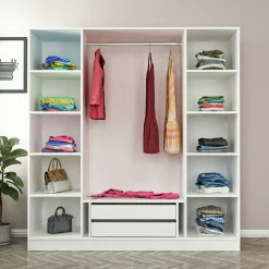 Armoire penderie blanche 2 portes vitrées H 210 cm BYRON