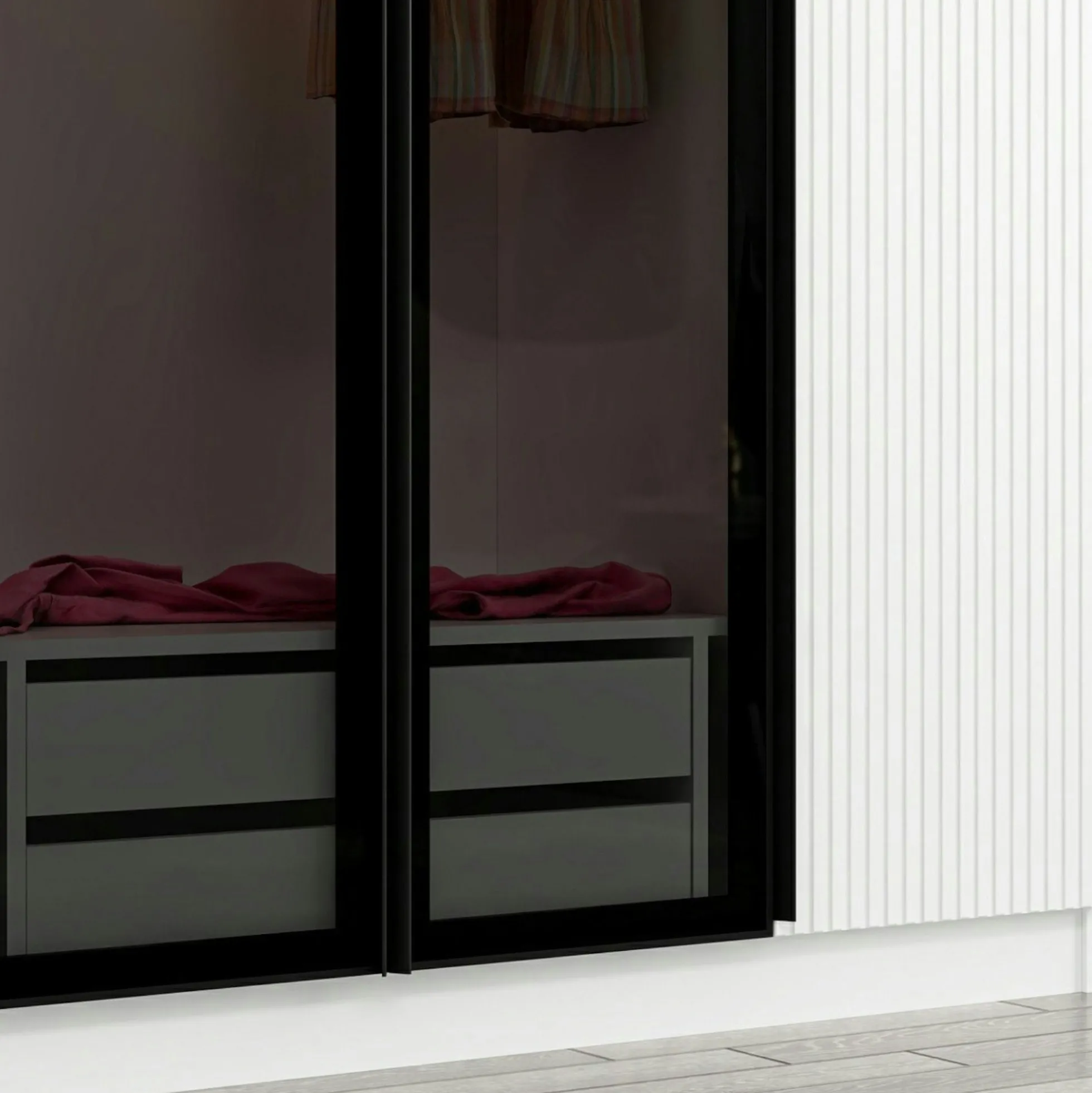 Armoire penderie blanche 2 portes vitrées H 210 cm BYRON