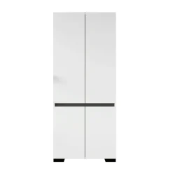 Armoire penderie blanche 2 portes détail gris, 1 étagère BYRON