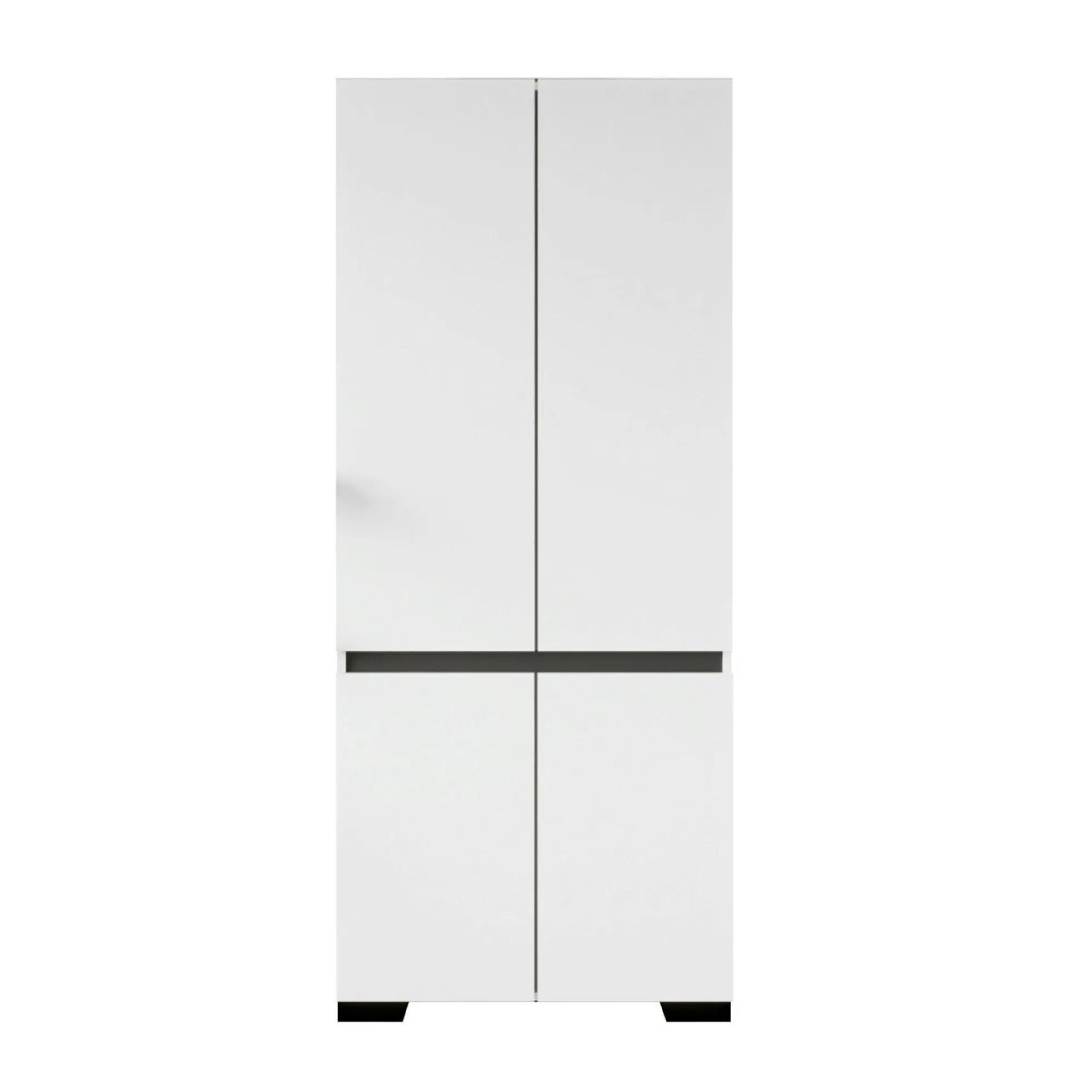 Armoire penderie blanche 2 portes détail gris, 1 étagère BYRON