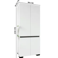 Armoire penderie blanche 2 portes détail gris, 1 étagère BYRON