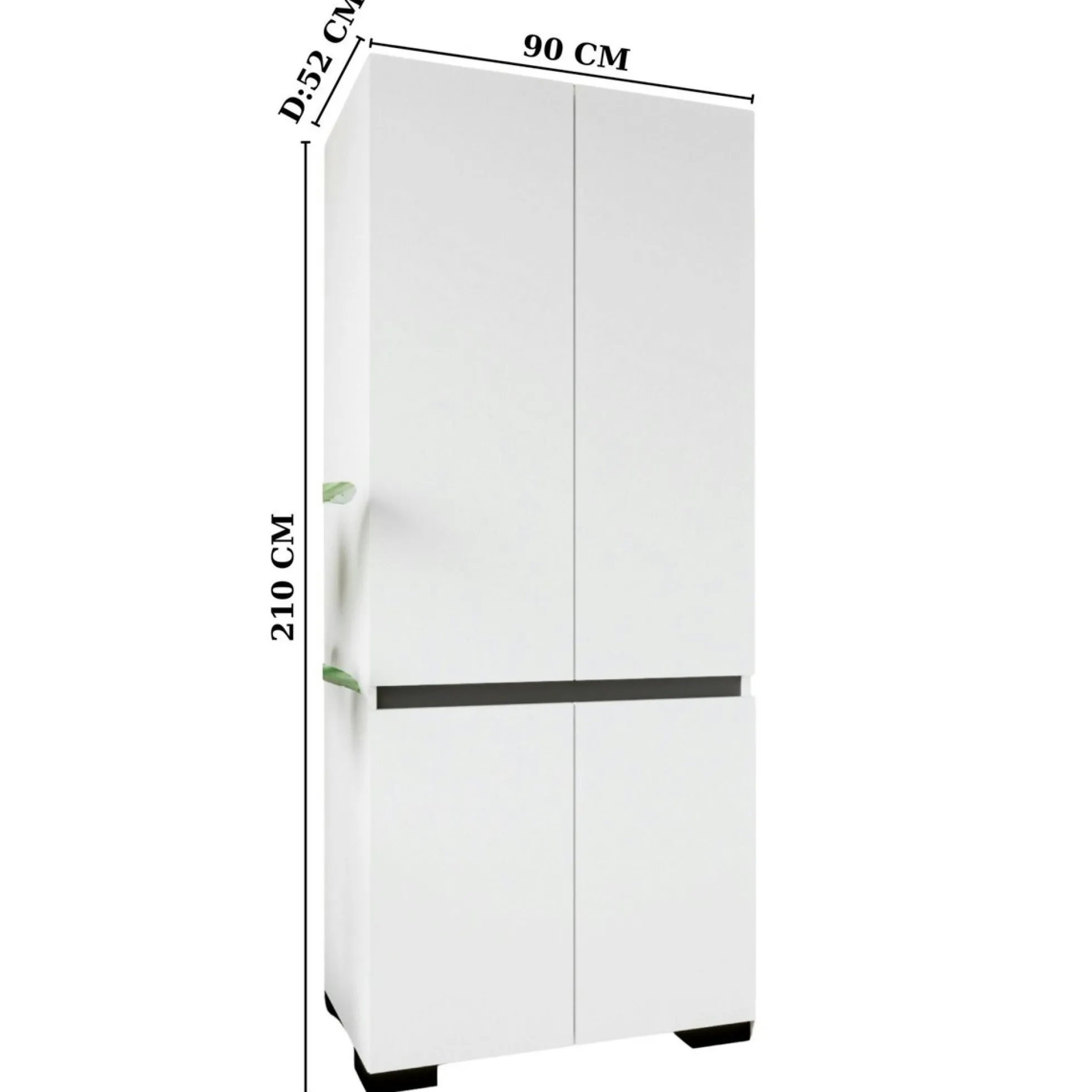 Armoire penderie blanche 2 portes détail gris, 1 étagère BYRON